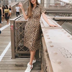 A New Day Leopard Print Midi Shirt Dress
